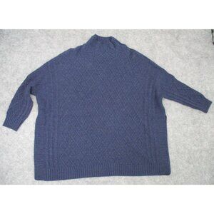 MER SEA Blue Lattice Front Mock Neck Knit Sweater Womens One Size